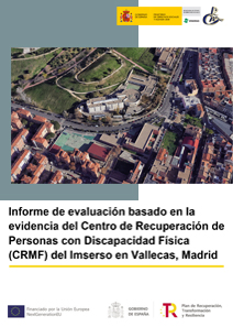 Portada del Informe de evaluación basado en la evidencia del CRMF del Imserso en Vallecas, Madrid